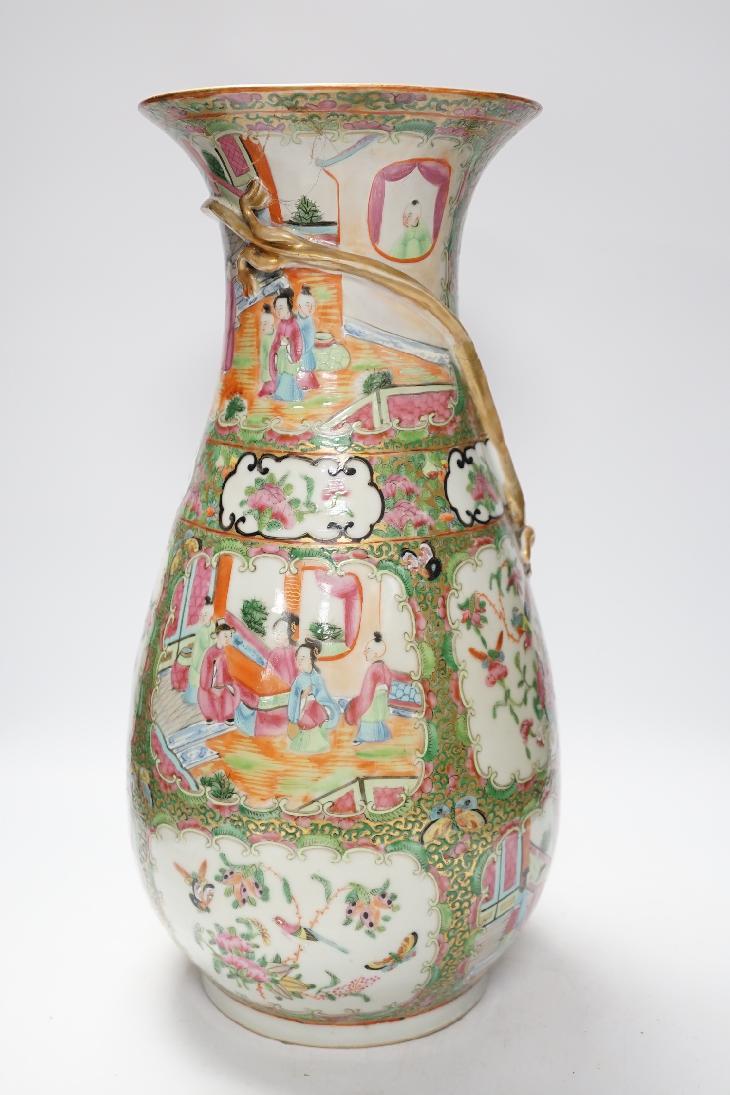 A 19th century Chinese famille rose pear shaped vase, 44.5cm